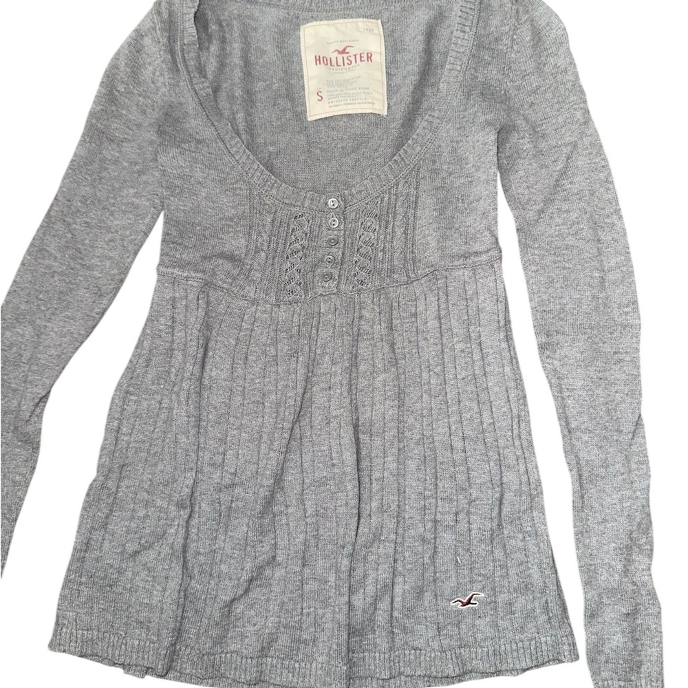 Hollister babydoll Gray Knit Sweater - Picture 2 of 2